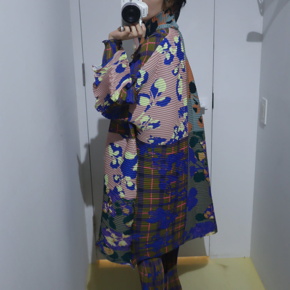 JULIA HEUER  JOHAN HANDPLEATED COAT IN
PATCHWORK INGRID