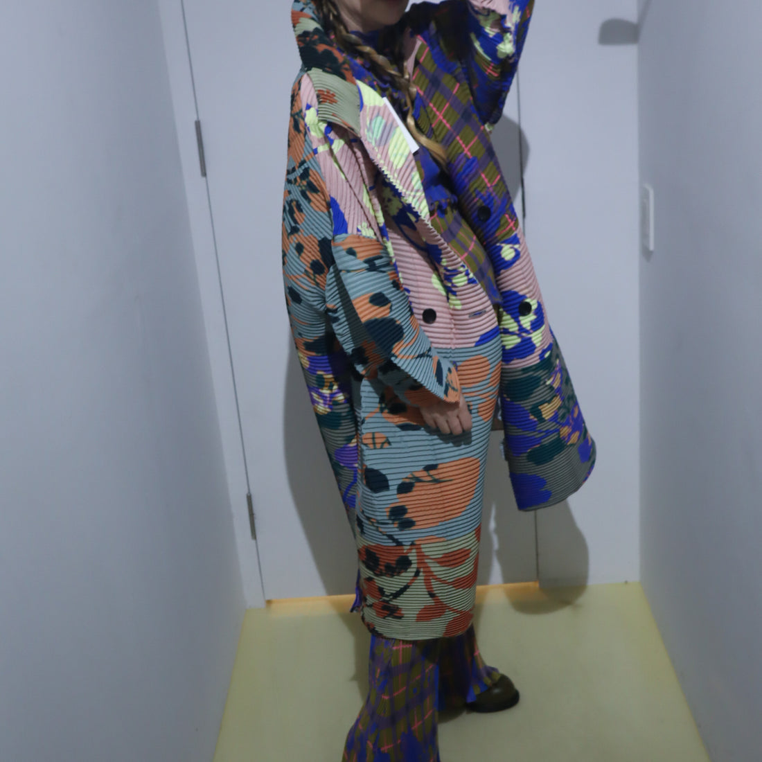 JULIA HEUER  JOHAN HANDPLEATED COAT IN
PATCHWORK INGRID