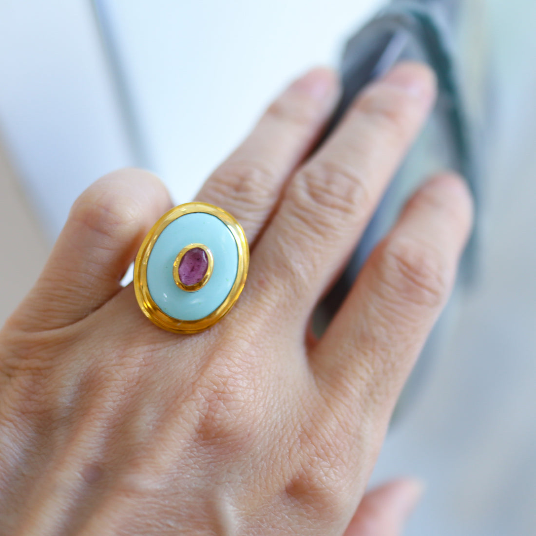 SOFIO GONGLI  STONE RING "PINK TOURMALINE"