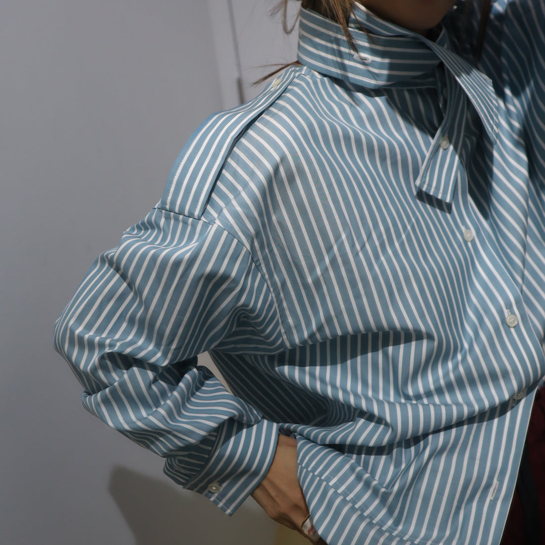 MERYLL ROGGE  DECONSTRUCTED SHIRT GREEN BLUE