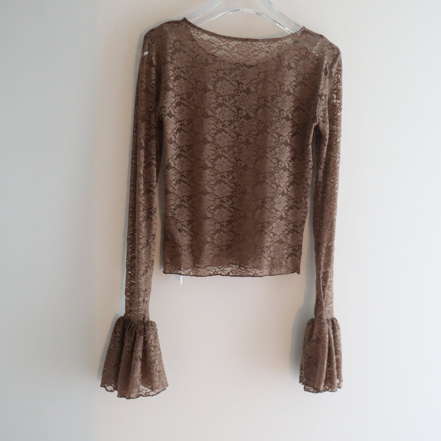 ANIGIGBELL SLEEVE LACE HENLEY TOP