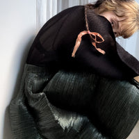 JULIA HEUER  KENZA HANDPLEATED SKIRT IN MOSS METALLIC
