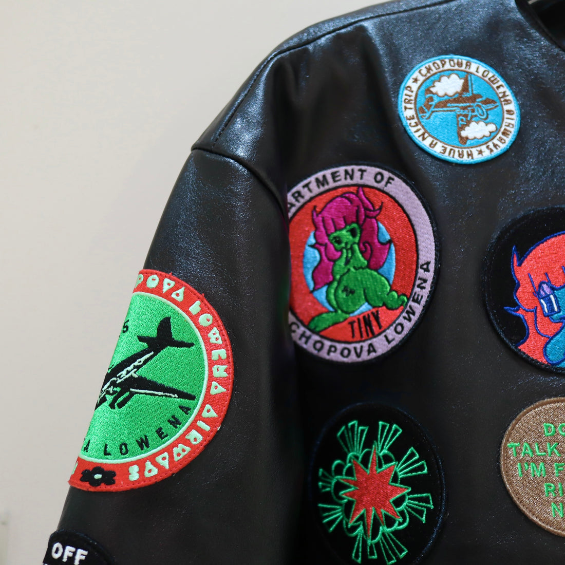 CHOPOVA LOWENA PATCH BLACK LEATHER JACKET – GIGINA