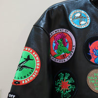 CHOPOVA LOWENA  PATCH BLACK LEATHER JACKET