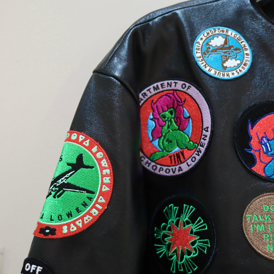 CHOPOVA LOWENAPATCH BLACK LEATHER JACKET