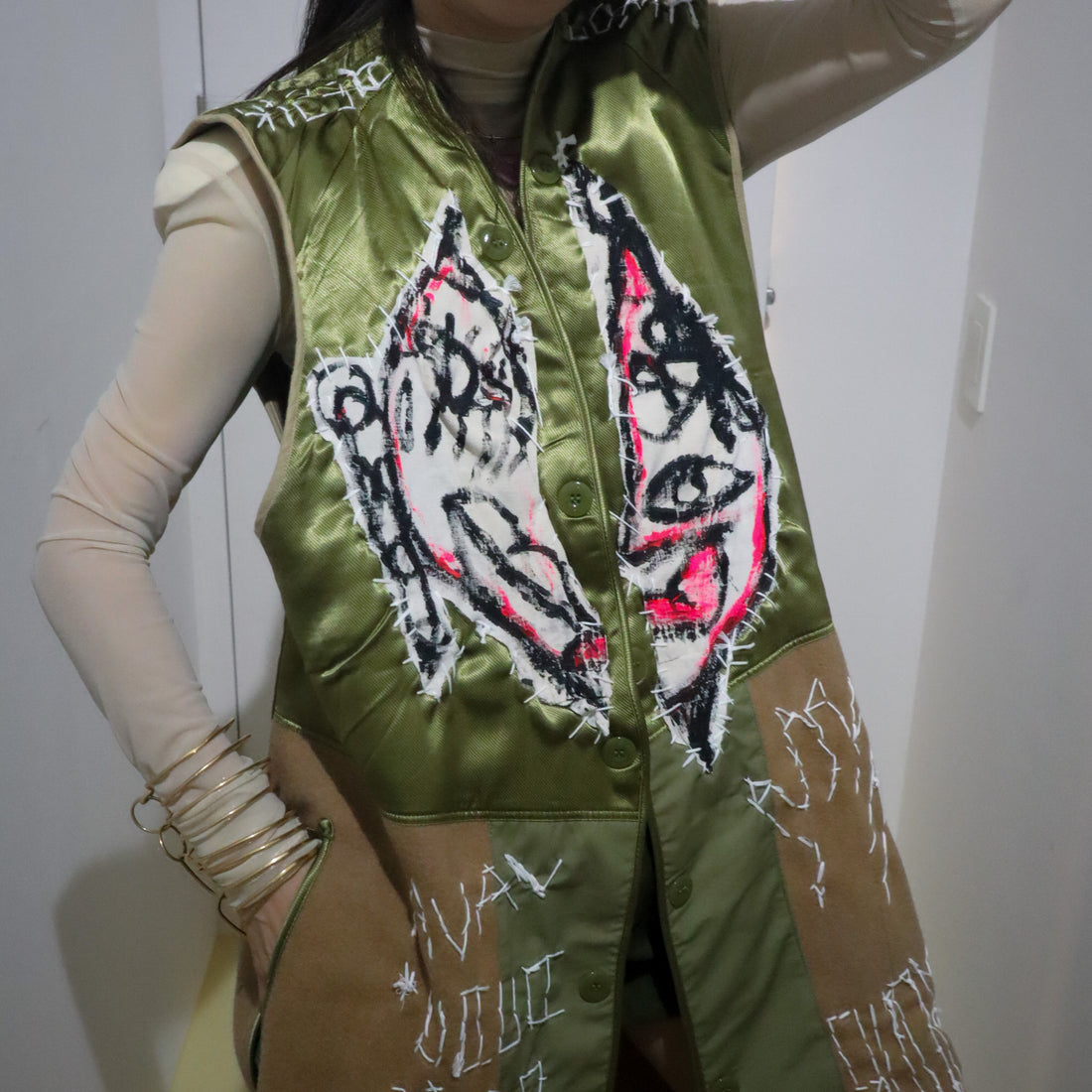VAVA DUDU  EMBROIDERY LONG VEST
