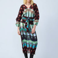 JULIA HEUER  SUE HANDPLEATED KAFTAN IN LIGHT HELGE