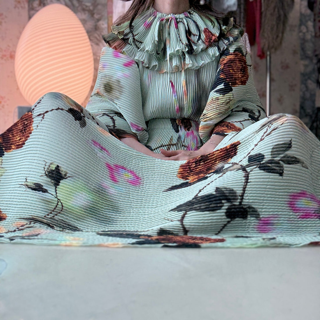 JULIA HEUER  KENZA HAND PLEATED SKIRT IN EDWARD GREEN