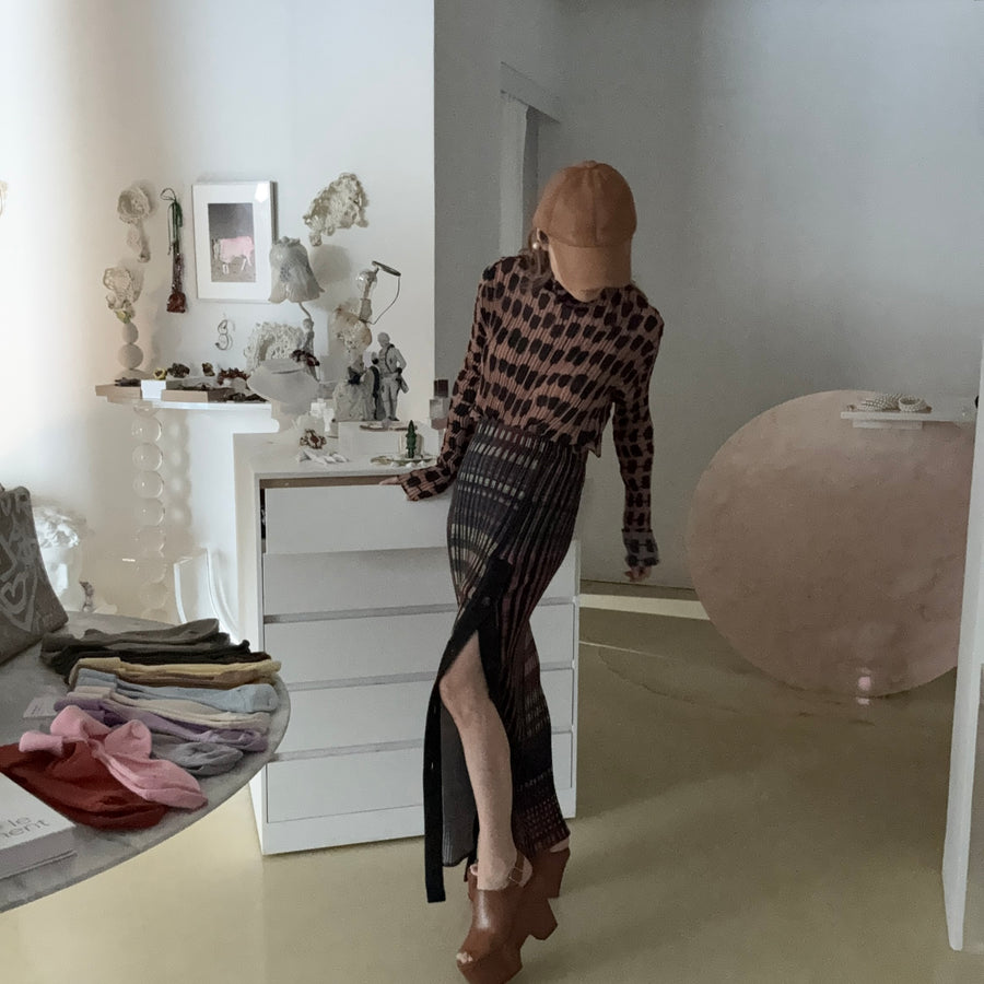 JULIA HEUEREGON PLEATED KNIT SKIRT IN JONI