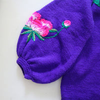 SOFIO GONGLI  VOLUME SLEEVE KNIT CARDIGAN PURPLE