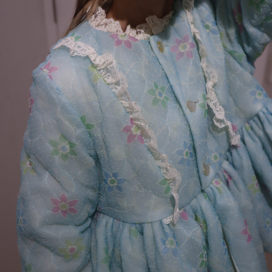 ANIGIGPUDDING COAT SHORT FLOWER×LIGTH BLUE