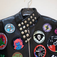 CHOPOVA LOWENA  PATCH BLACK LEATHER JACKET