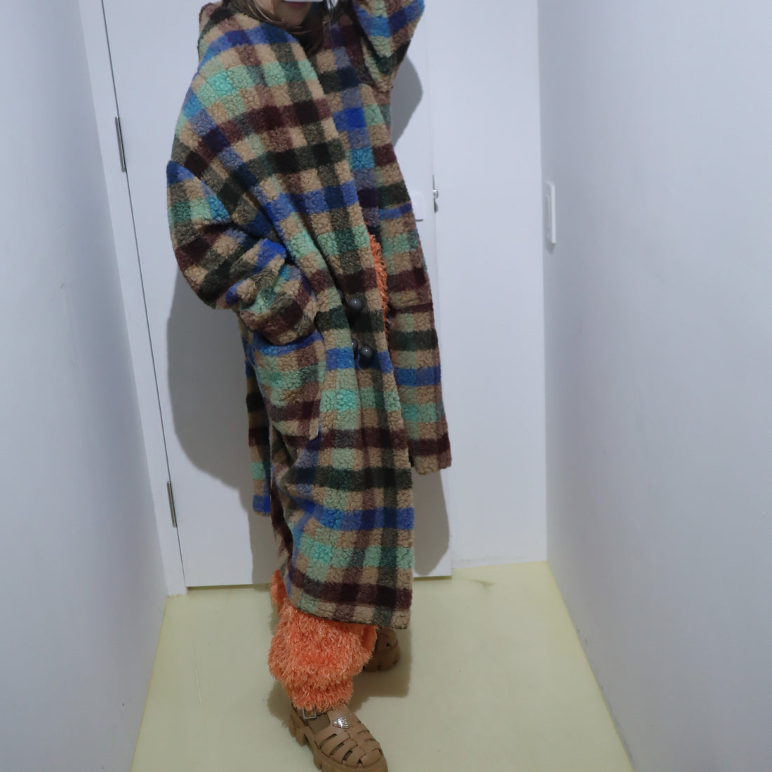 FRANZIUS  TOWEL COAT LIGTH  GREEN  CHECK