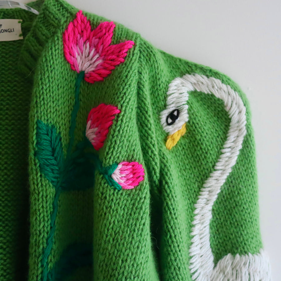 SOFIO GONGLIWAVE KNIT CARDIGAN GREEN “A”