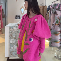 SOFIO GONGLI  FLOWER KNIT CARDIGAN PINK