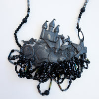 GERALDINE FENN  OXIDISED SILVER WITH BLACK BEADS NECKLACE