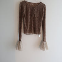 ANIGIG  BELL SLEEVE LACE HENLEY TOP