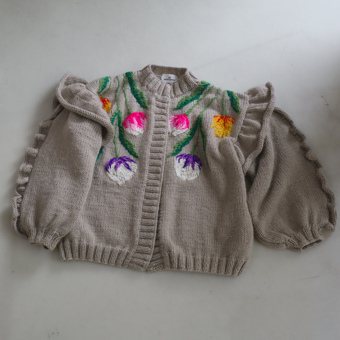 SOFIO GONGLI  FLOWER KNIT CARDIGAN