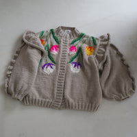 SOFIO GONGLI  FLOWER KNIT CARDIGAN