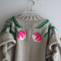 SOFIO GONGLI  FLOWER KNIT CARDIGAN