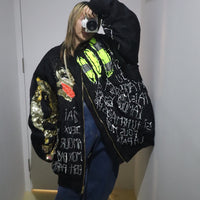 VAVA DUDU  EMBROIDERY MA-1 JACKET BLACK (A)