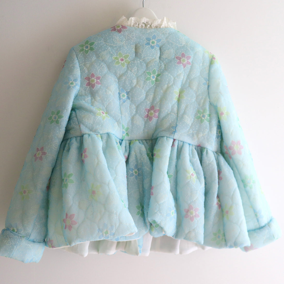 ANIGIG  PUDDING COAT SHORT FLOWER×LIGTH BLUE