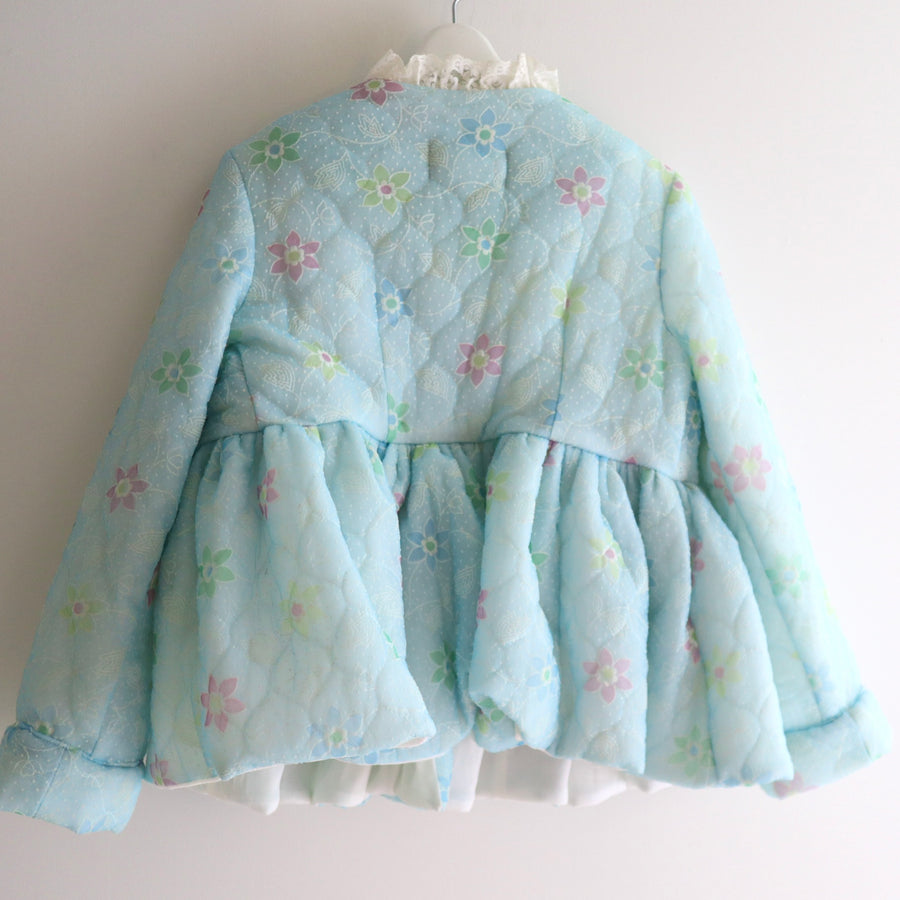 ANIGIGPUDDING COAT SHORT FLOWER×LIGTH BLUE
