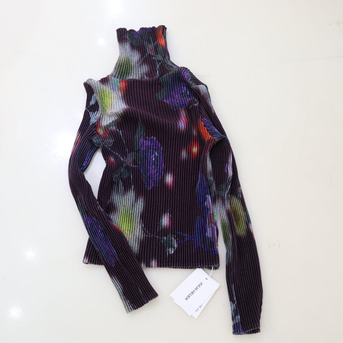 JULIA HEUER  RU PLEATED KNIT PULLOVER IN EDWARD