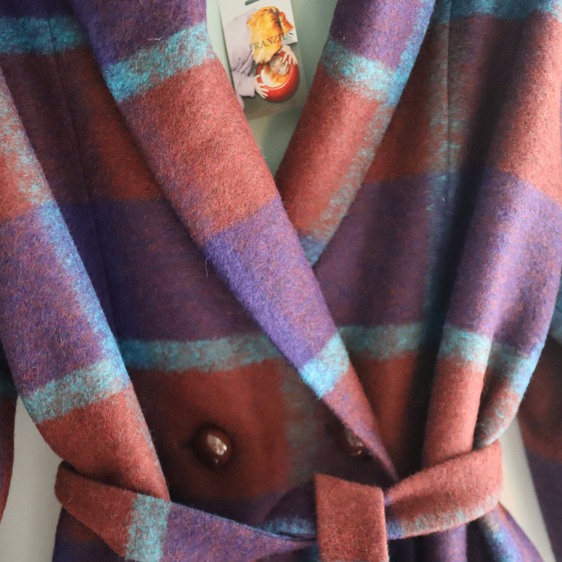 FRANZIUS  TOWEL COAT ORANGE  BLUE CHECK