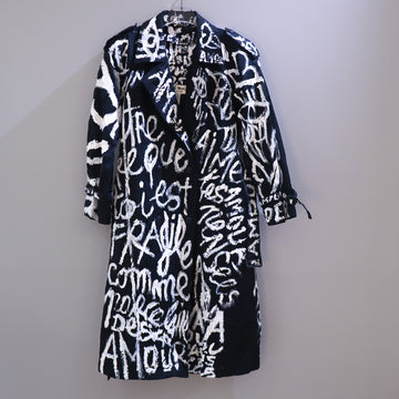 VAVA DUDU   PAINTED COAT 77 NAVY×WHITE