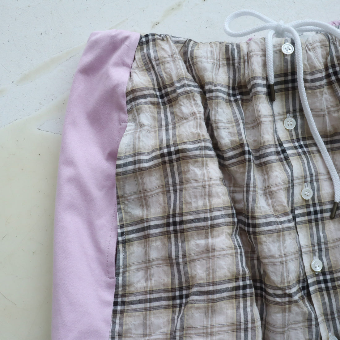 MIKIOSAKEBE  LAYERED PANTS WHITE-BEIGE