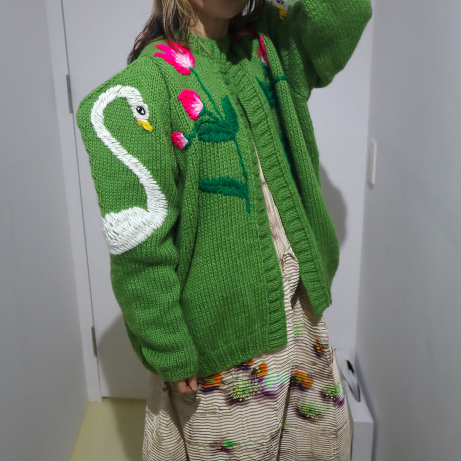 SOFIO GONGLIWAVE KNIT CARDIGAN GREEN “A”