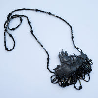 GERALDINE FENN  OXIDISED SILVER WITH BLACK BEADS NECKLACE