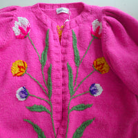 SOFIO GONGLI  FLOWER KNIT CARDIGAN PINK