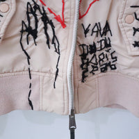 VAVA DUDU  EMBROIDERY MA-1 JACKET PINK BEIGE (A)
