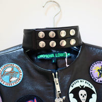 CHOPOVA LOWENA  PATCH BLACK LEATHER JACKET