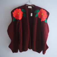 SOFIO GONGLI  FLOWER KNIT CARDIGAN "M"