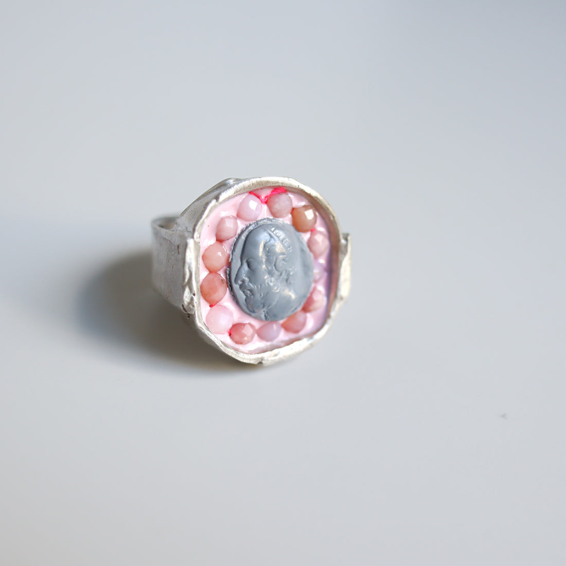 GERALDINE FENN  CAMEO AND SILVER RING