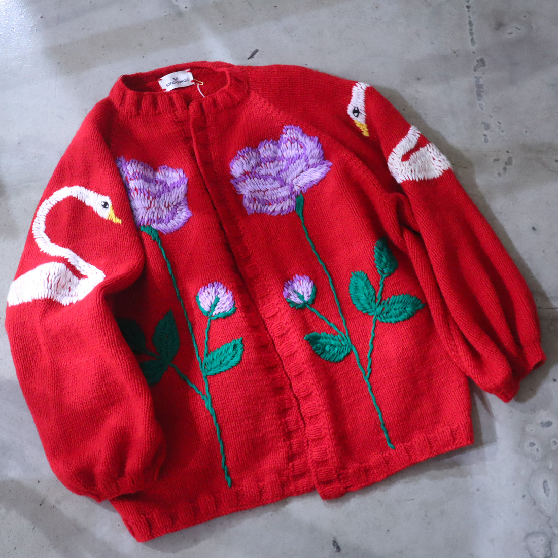 SOFIO GONGLI  FLOWER KNIT CARDIGAN