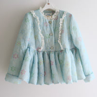 ANIGIG  PUDDING COAT SHORT FLOWER×LIGTH BLUE