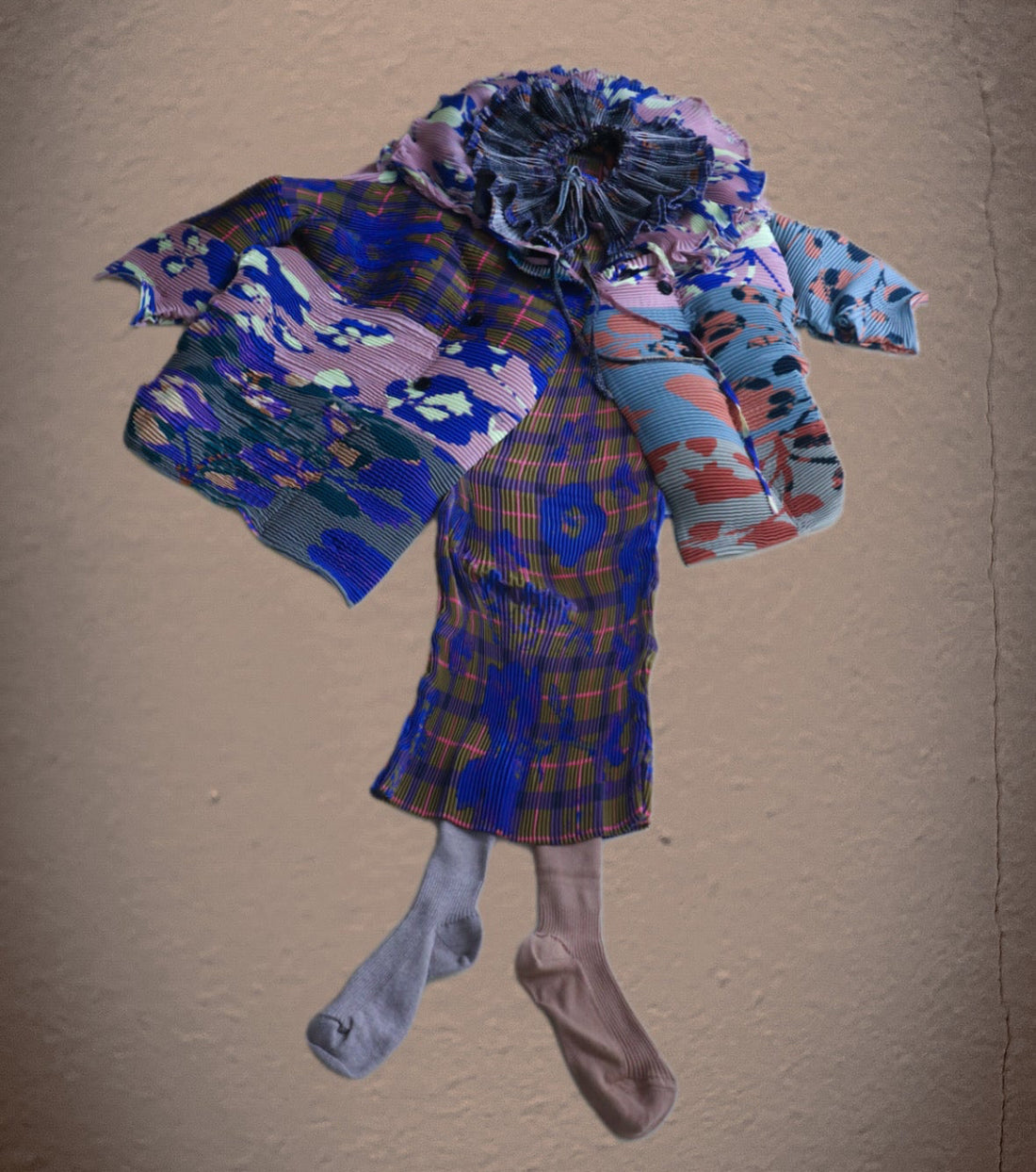 JULIA HEUER  JOHAN HANDPLEATED COAT IN
PATCHWORK INGRID