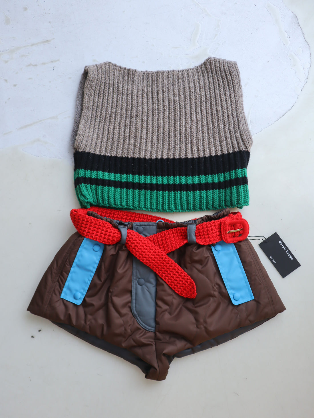 MERYLL ROGGE  QUILTED TRACK SHORTS