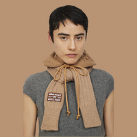 MERYLL ROGGE  ZIPPED HOODIE WITH SCARF CAMEL