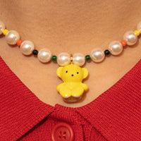 ANDRESGALLARDO  TEDDY BEAR & PEARLS NECKLACE