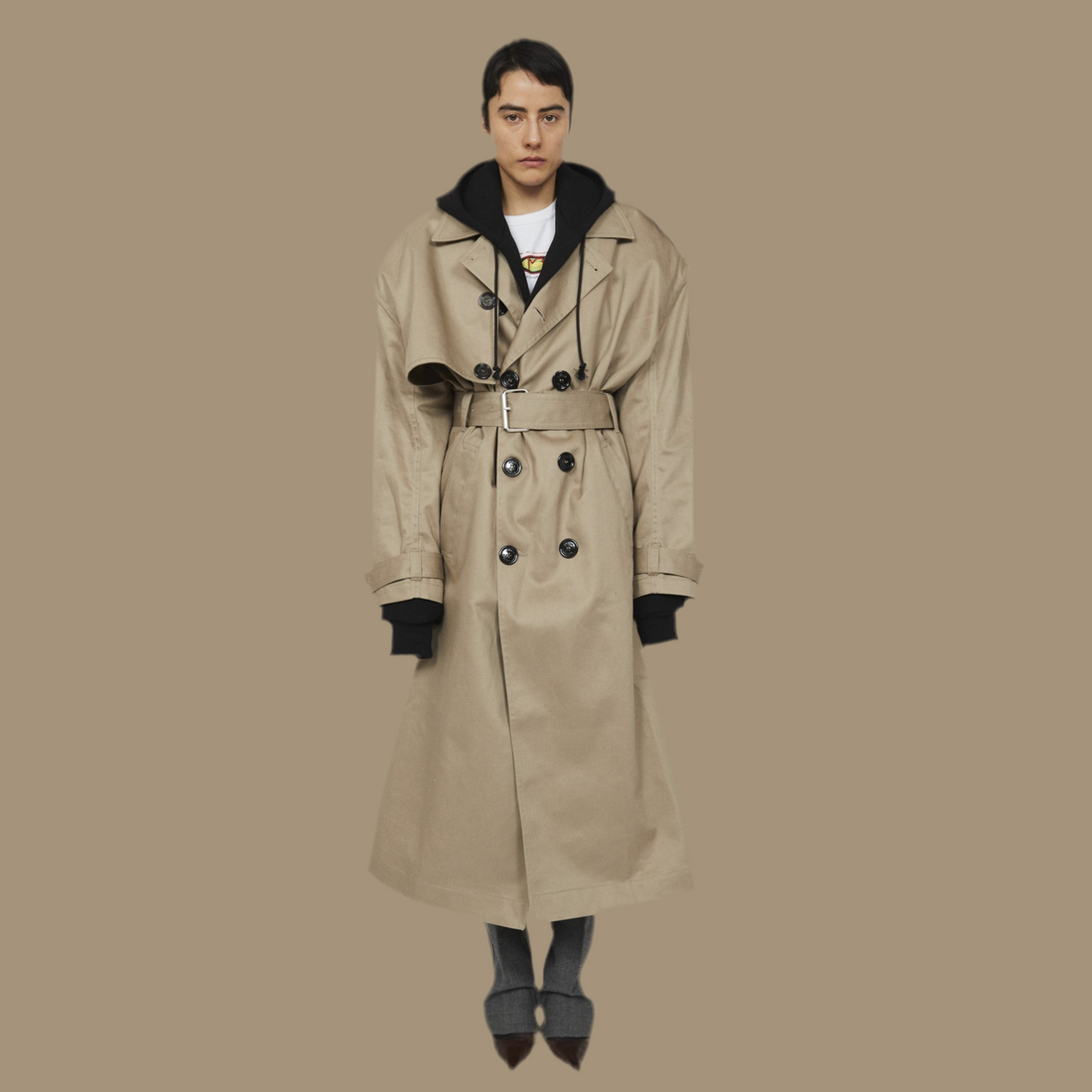 MERYLL ROGGE  TRENCH COAT WITH DETACHABLE HOOD