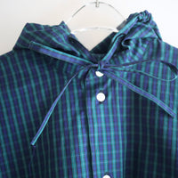 ＜EXCLUSIVE＞MERYLL ROGGE  CLASSIC SHIRT WITH HOOD GREEN×BLUE×BLACK CHECK
