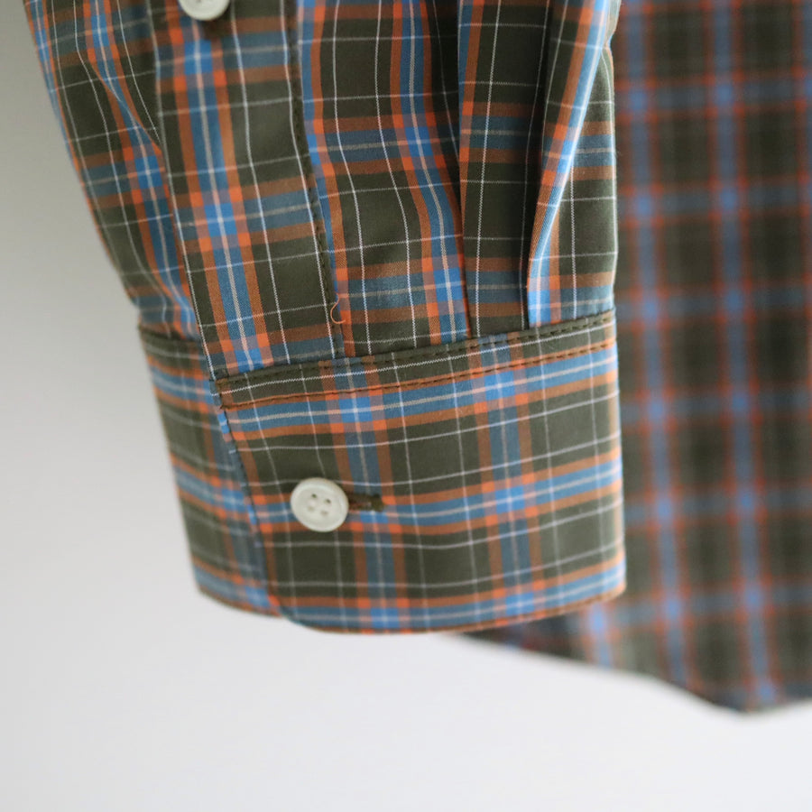 ＜EXCLUSIVE＞MERYLL ROGGECLASSIC SHIRT WITH HOOD KHAKI BROWN×ORANGE×BLUE CHECK