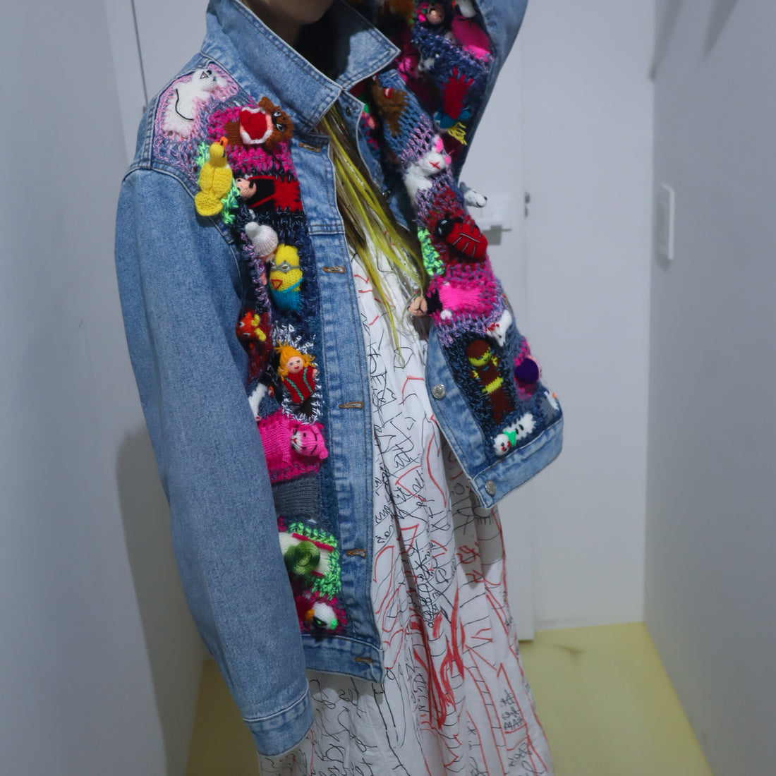 LOU DE BÈTOLY  KNITTED DOLLS JACKET BLUE