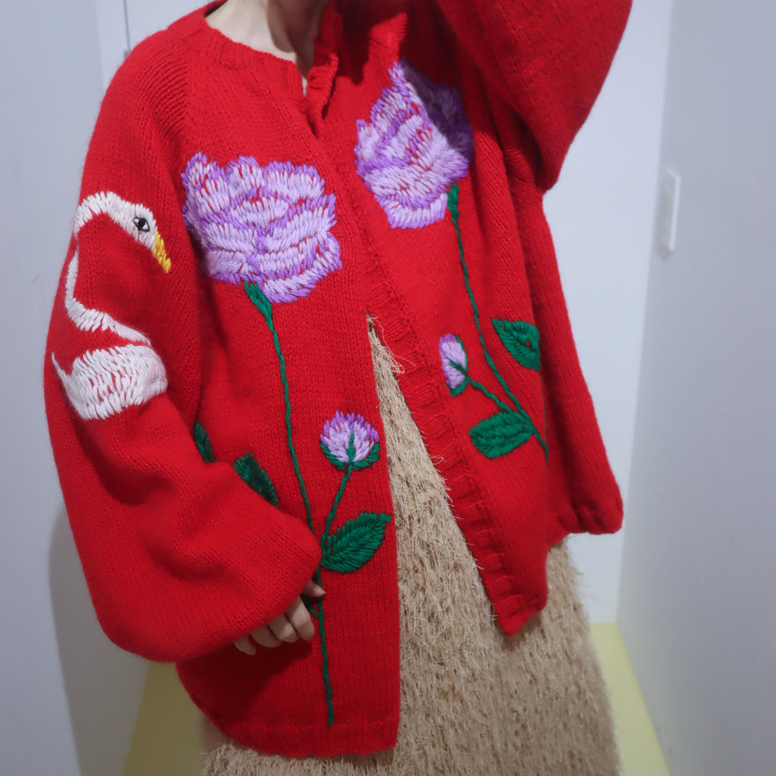 SOFIO GONGLI  FLOWER KNIT CARDIGAN