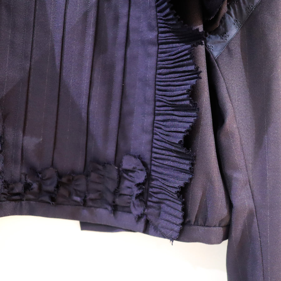 MIKIOSAKABESTRIPED FRILLED JACKET "NAVY"